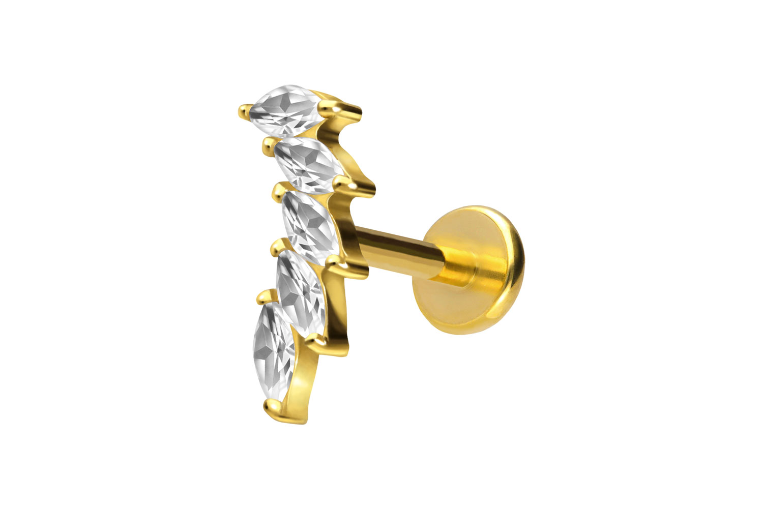 Titan Labret Piercing mit Push Fit 5 EINGEFASSTE KRISTALLTROPFEN